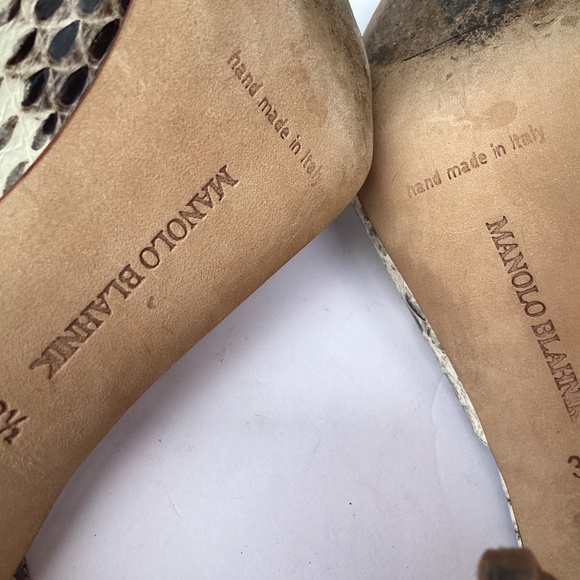 Manolo Blahnik Ronda Snake Embellished Slingback Heels 38.5 / 8 - Picture 11 of 12